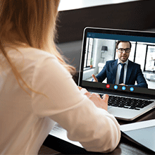 Close-up of video conferencing